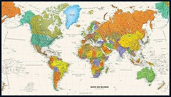 Amazon.com : Contemporary World Wall Map in Spanish - 50