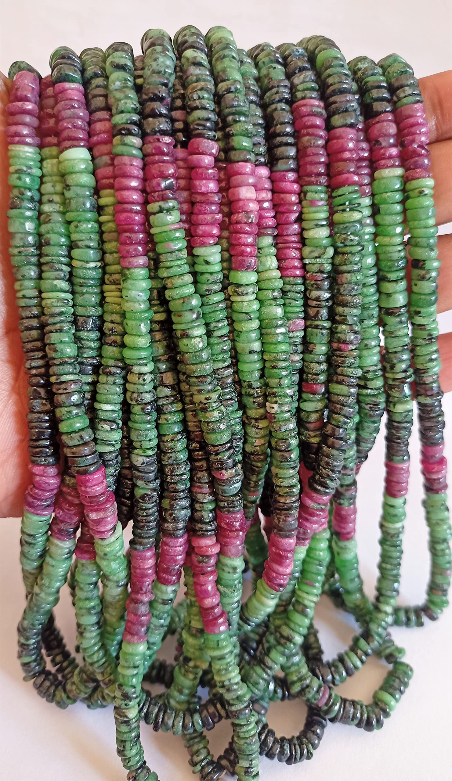 Forme de roue 4,50 à 5,50 MM Ruby Zoisite perles Heishi régulières