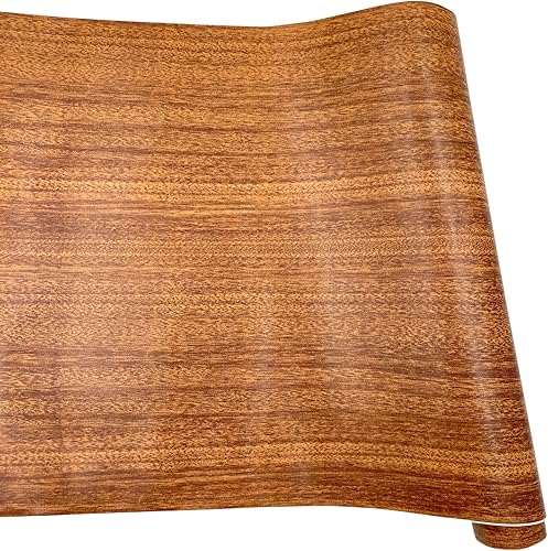 Yifely Papel de vinilo texturizado de madera marrón para cajón, revestimiento de estante autoadhesivo para encimera, puerta corrediza, 17.7 pulgadas