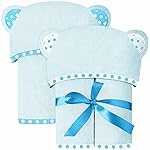 ELSVIN Set of 2 Hooded Baby Towels - Blue - Luxurious, Large and Super Absorbent - 35 x 35 Inch - Soft and Suitable for Infants, Toddlers and Kids - 400 GSM