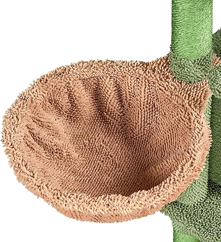 Miniatura 7 de Topeakmart Árbol de gato de cactus de 42 pulgadas de alto con sisal natural bonita torre para gatos con postes para rascar plataforma condominio