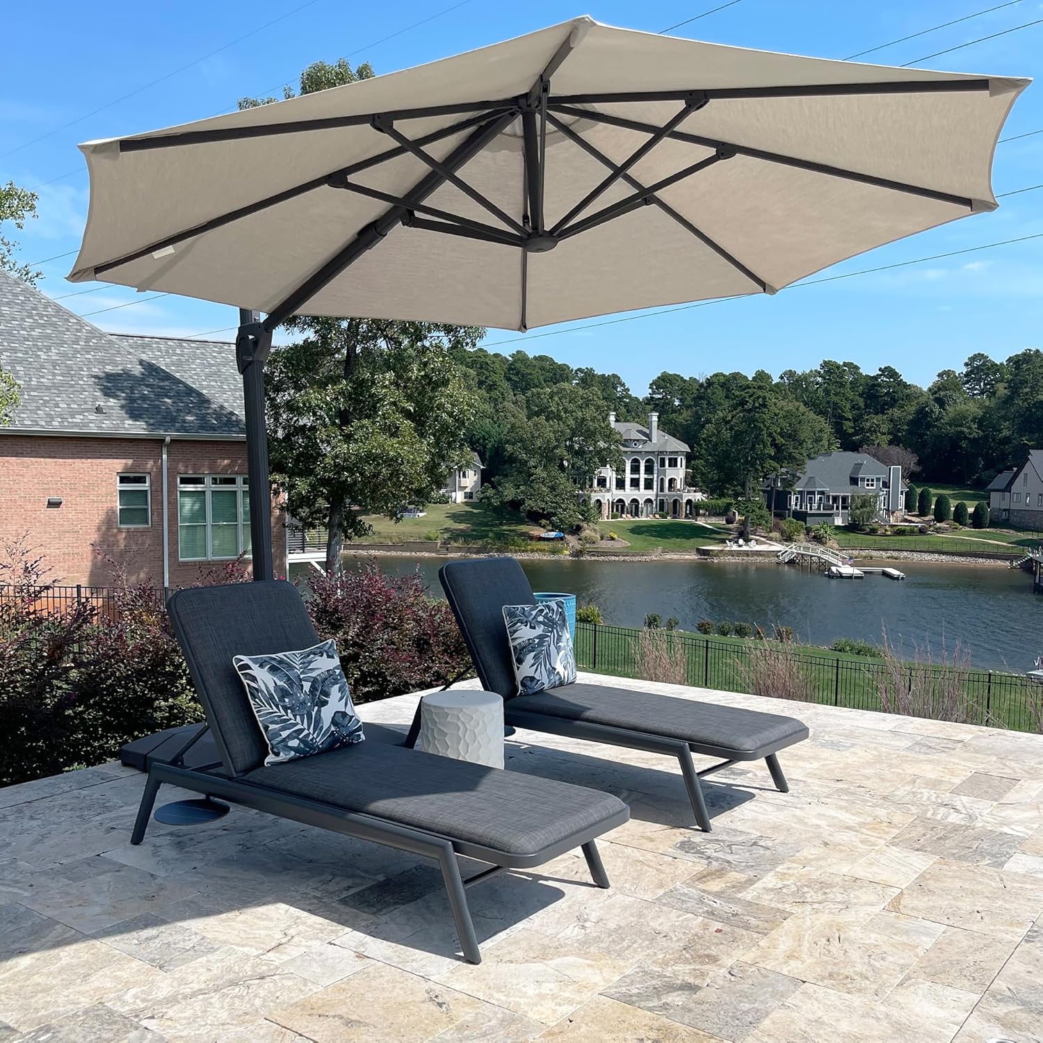 PURPLE LEAF Chaise Lounge Outdoor Chair with Cushion Aluminum Pool Side Sun Lounges Adjustable Reclining Patio Set Pack of 2 Dark Grey