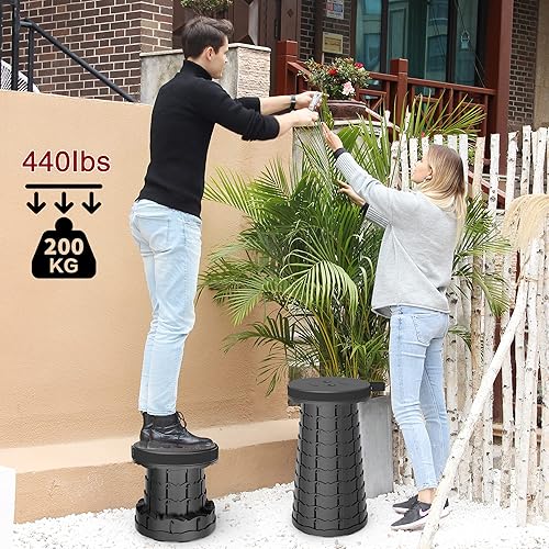 Miniatura 2 de Taburete plegable telescópico mejorado con cojín de asiento y bolsa, taburete plegable retráctil para campamento para adultos, carga máxima de 500