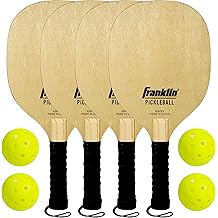Franklin Sports Wooden Pickleball Paddle + X-40 Pickleball Set - Includes 4 Wooden Paddles and 4 Balls - USA Pickleball Approved X-40 Balls