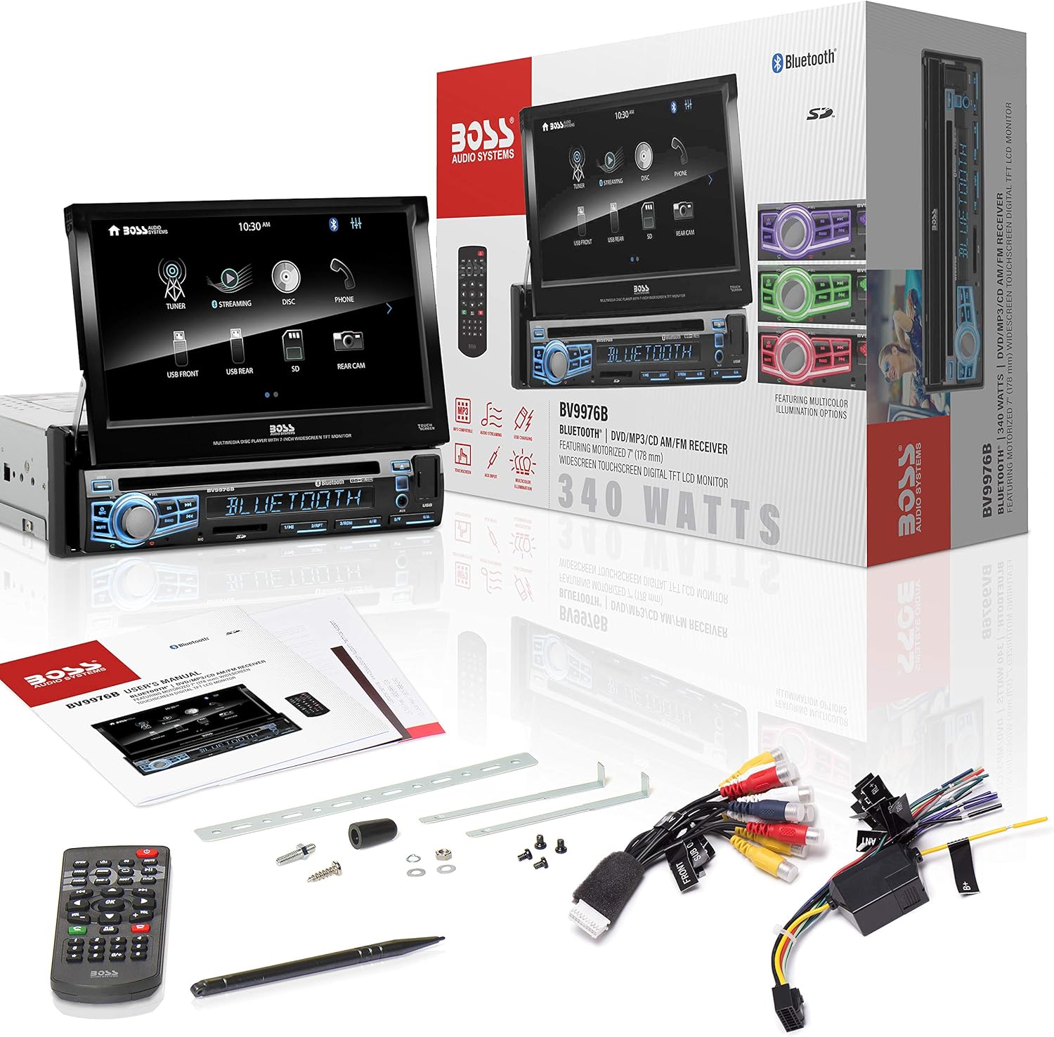 Blасk Frіdау - 70% оƒƒ BOSS Audio Systems BV9976B Car DVD Player - Single Din, Bluetooth Audio and Calling, Built-in Microphone, CD-USB-SD-Aux-in-AM FM Radio Receiver, 7 Inch Digital LCD Display, Multi-color Illumination