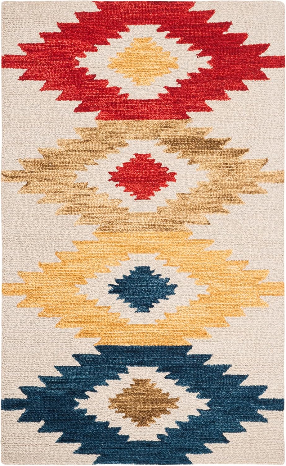 SAFAVIEH Aspen Collection Accent Rug - 3' x 5', Ivory & Multi, Handmade Moroccan Boho Tribal Wool, Ideal for High Traffic Areas in Entryway, Living Room, Bedroom (APN704A)