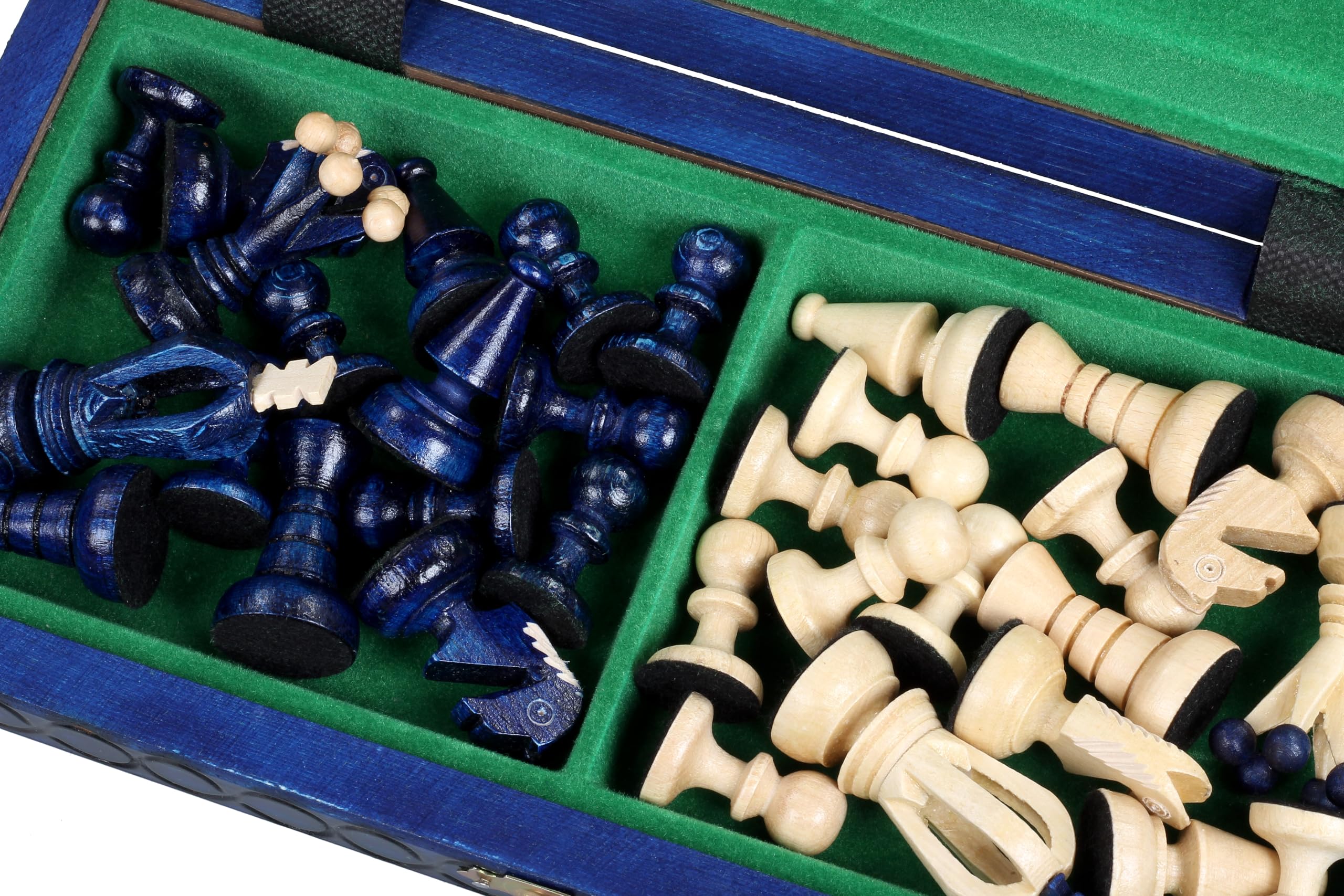 Sunrise Chess - Juego de ajedrez (tamaño compacto, máximo placer de juego), color azul