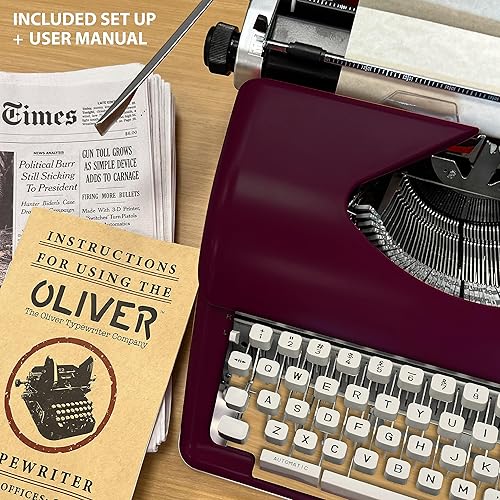 Miniatura 4 de Máquina de escribir manual atemporal, borgoña