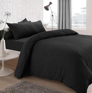 Sleepdown Jersey Melange Fitted Sheet Super Soft Warm Cosy Comfortable Easy Care Plain Yarn Dyed Bedding Bedsheet Bed Linen - Double, Charcoal