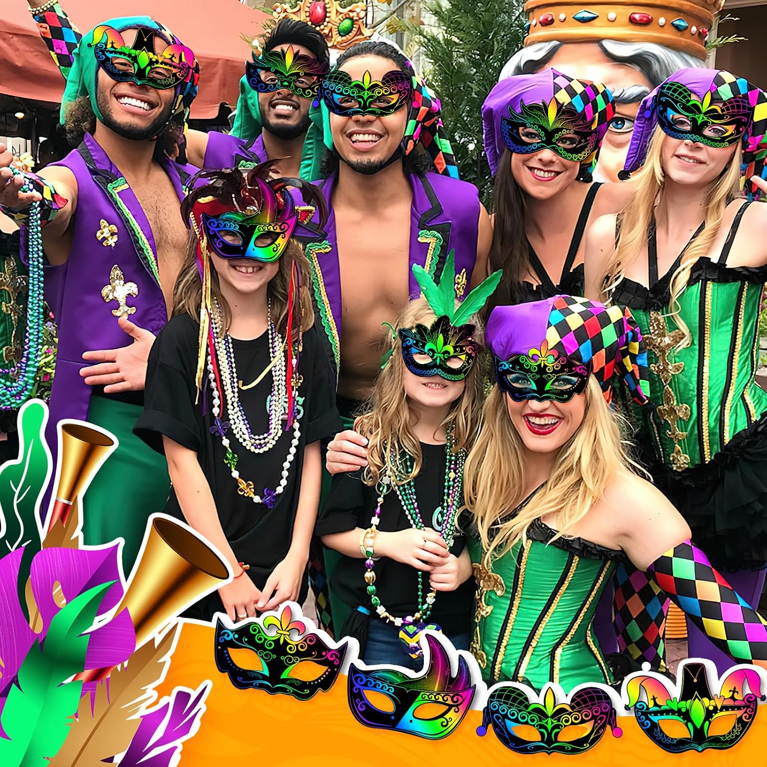 AUGSUN Mardi Gras Crafts, 36PCS Rainbow Scratch Masks for Mardi Gras Party Favors Magic Scratch Paper Art for Kids Carnival Masquerade Mask Costumes Dress Up Scratch Off Cards Supplies - Image 6