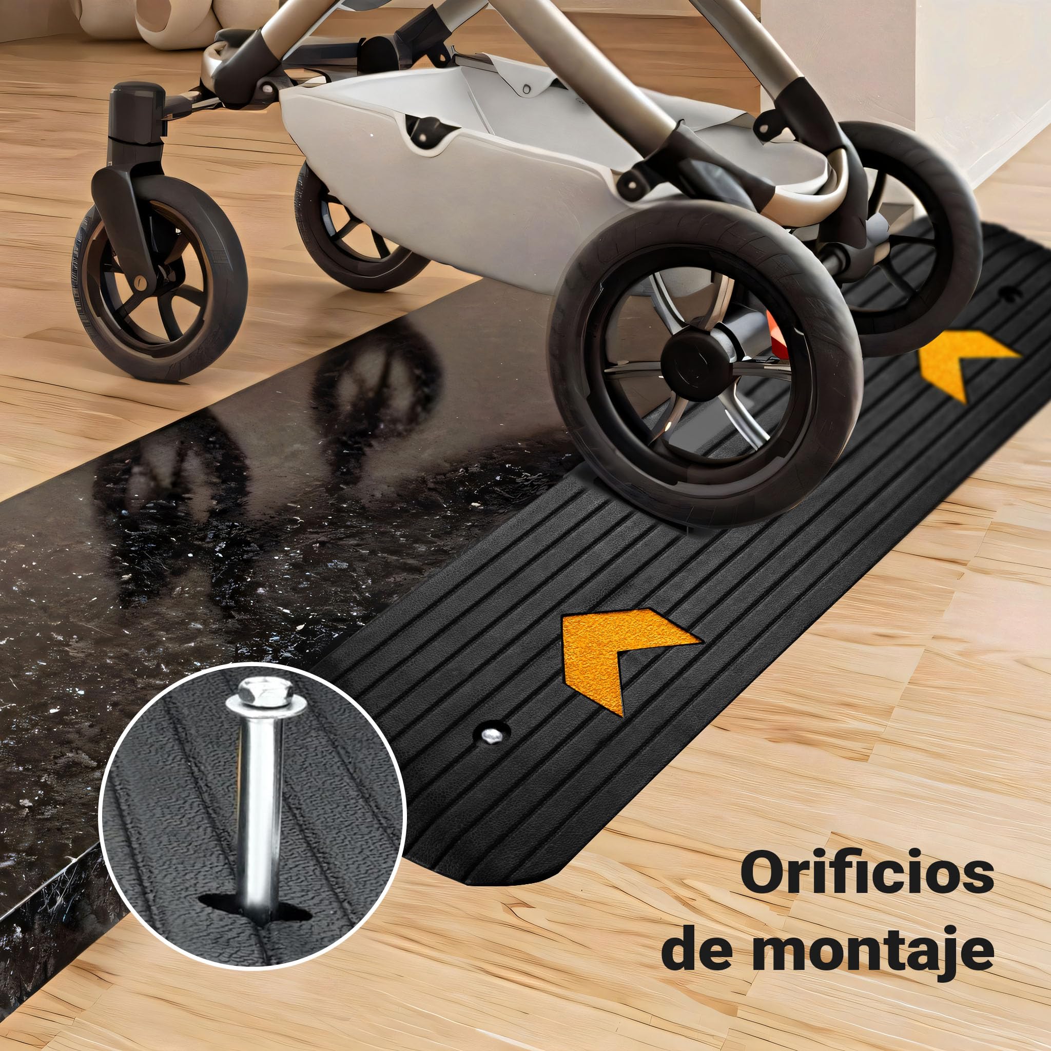 Wiltec Rampa de goma 1100 x 406 x 50 mm 50 toneladas antideslizante reflectante
