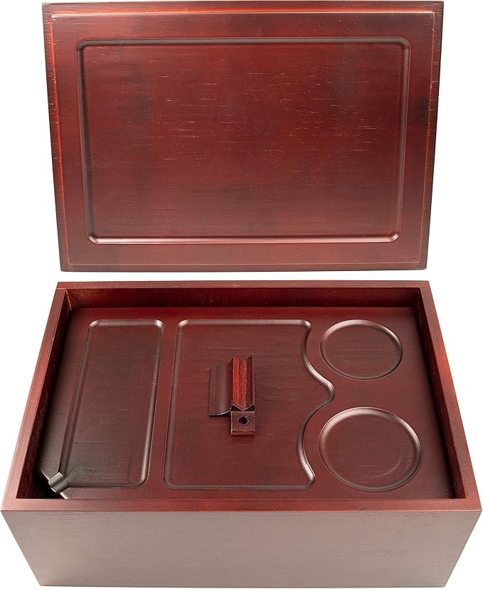 Wooden Storage Box with Wood Tray Large Wooden Keepsake Box Brown