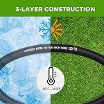 Garden Hose 50FT, 5/8'' Water Hose, Flexible and Leakproof Hybrid Garden Hose for RV, Trailer, Patio and Outdoor, Black