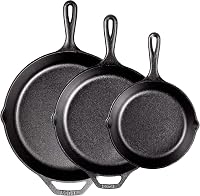 Lodge 3-Piece Pre-Seasoned Cast Iron Skillet Set (8", 10.25", 12") - PFAS-Free, Non-Toxic, USA Made Skillets