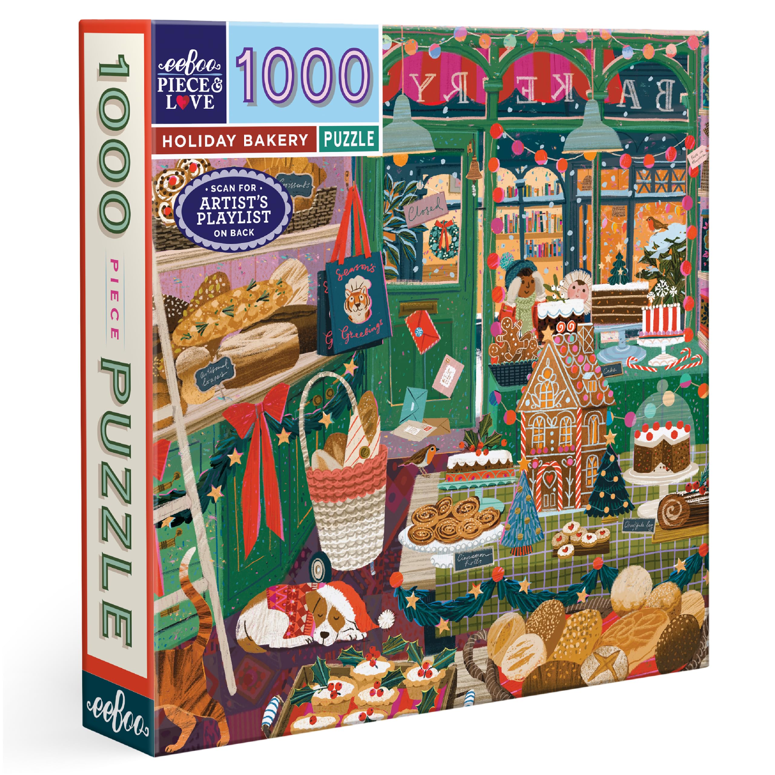 Eeboo 1000 Piece Jigsaw Puzzle Christmas Pastry - Adult Puzzle 1000 Pieces in Cardboard - Size 58.5 cm x 58.5 cm