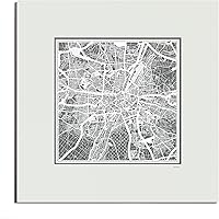 Vista 145 de O3 Design Studio Mapa de corte de papel Madrid negro mate de 20 x 20 pulgadas