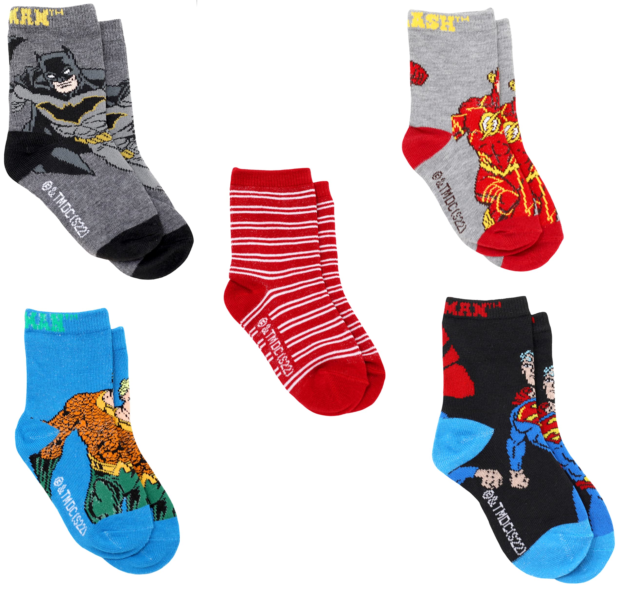DC Comics Little Boy's Justice League Superhero Crew skarpety, 5 sztuk