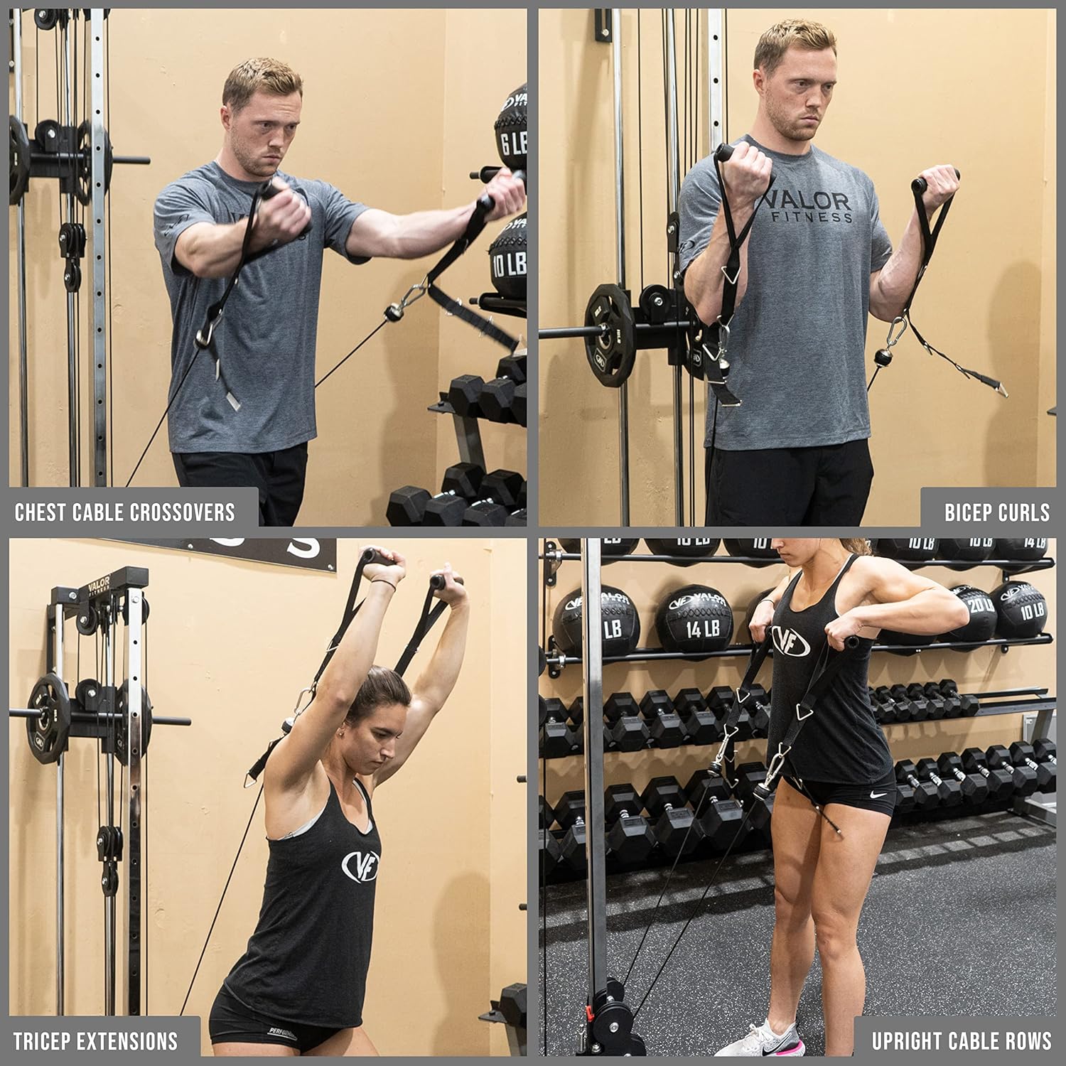 Amazon Valor Fitness 62 壁掛けケーブルステーション 調節可能なデュアルプーリーシステム付き 追加ケーブルアタッチメント付き ホームジム用 Valor Fitness フィットネスマシン