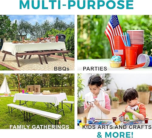 Miniatura 83 de Rollo de mantel de plástico negro de 54 x 100 pies con caja de cortador integrada, mantel desechable para fiestas, pícnic, eventos Negro,Rosa