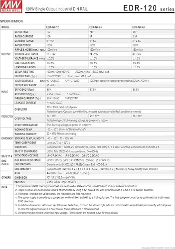 Miniatura 2 de Mean Well Original EDR-120-24 Fuente de alimentación de riel DIN industrial de salida única 24V 5A 120W