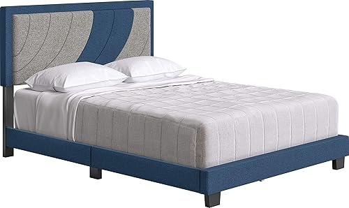 Miniatura 52 de Boyd Sleep Beaumont - Cama de plataforma tapizada con cabecero, base de colchón con 14 soportes de listones de madera, no requiere somier, piel