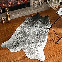 Vista 26 de Alfombras de piel de vaca, alfombra pequeña de piel de vacuno, lavable de piel sintética de animales, 2 x 3 pies, antideslizante, alfombra