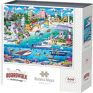 Boardwalk Puzzles Riviera Maya - 500 Piece Jigsaw Puzzle for Adults, Made in USA