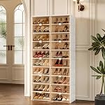 ANTBOX Portable Shoe Rack Organizer for Closet Entryway, Stackable Sneaker Storage Shoe Cabinet with Magnetic Clear Door, Large Plastic Storage containers Bins with Lids 10 Tiers 40 Pairs