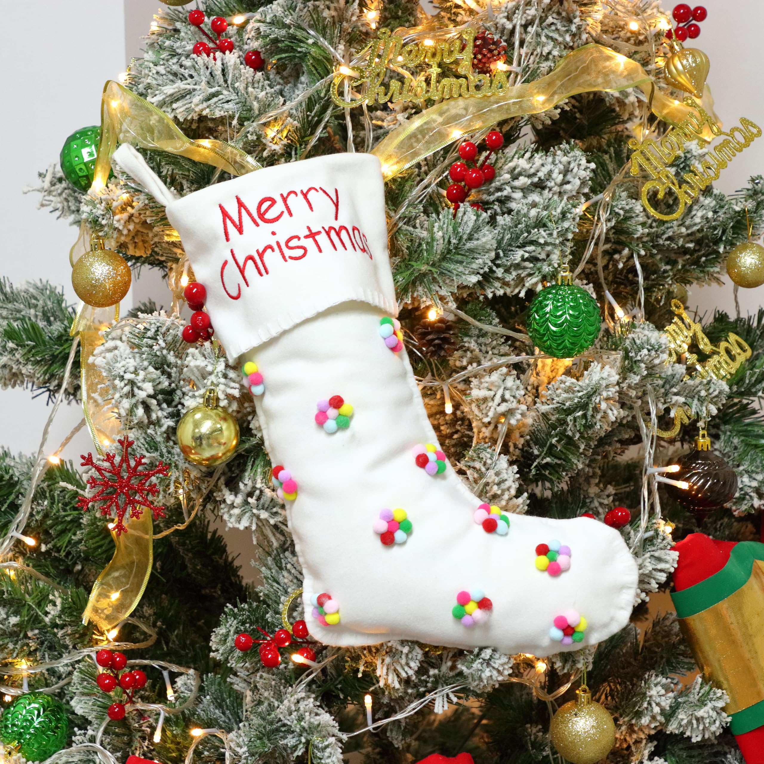 Chaussette de Noël bohème Hopearl grand format 45cm pour remplacer le papier cadeau jetable