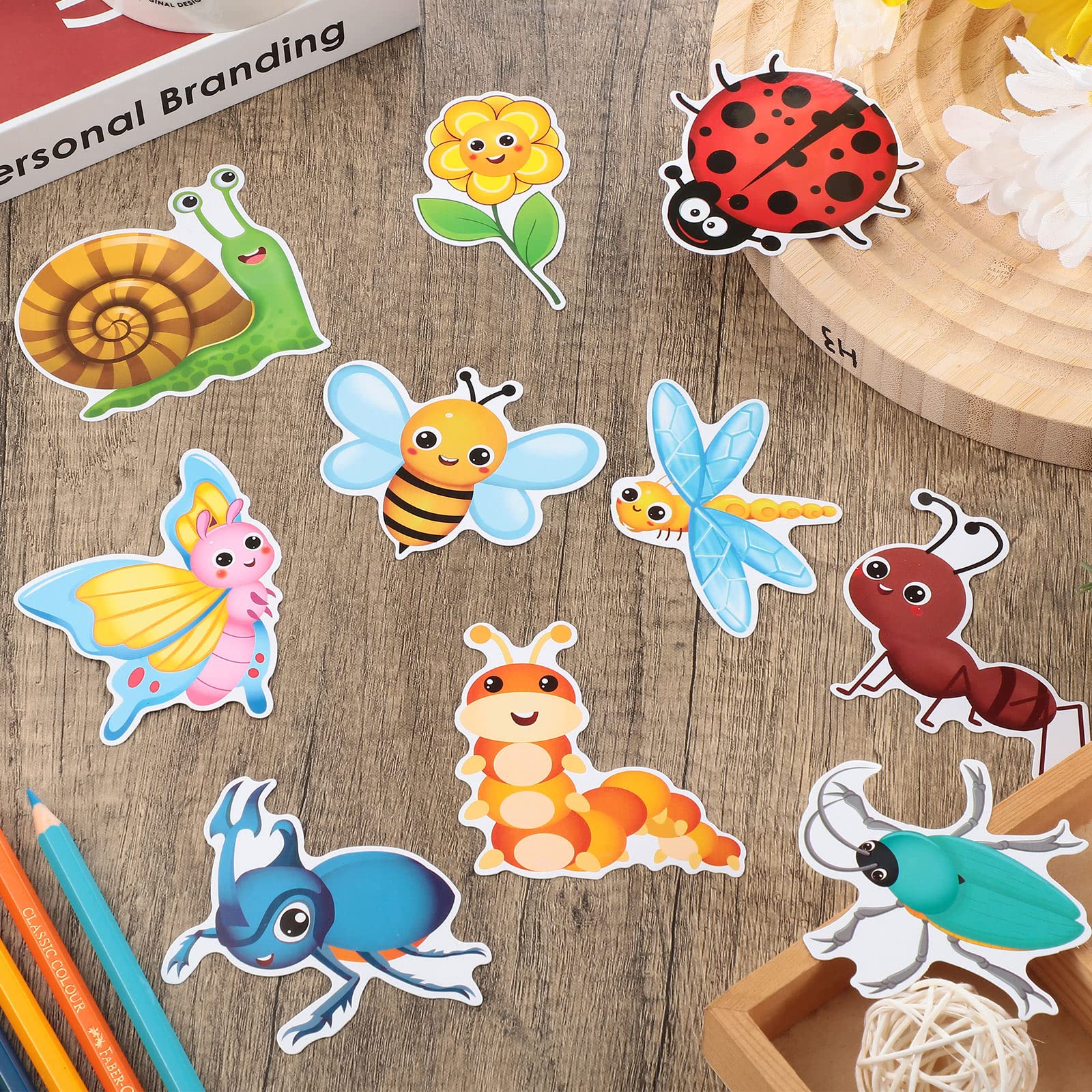 60 Pieces Spring Summer Insect Theme Cutouts Classroom Bulletin Board Decoration Bug Butterfly Sunflower Bee Cutouts for Early Childhood Teacher Student School Wall Birthday Party Decoration - Image 4