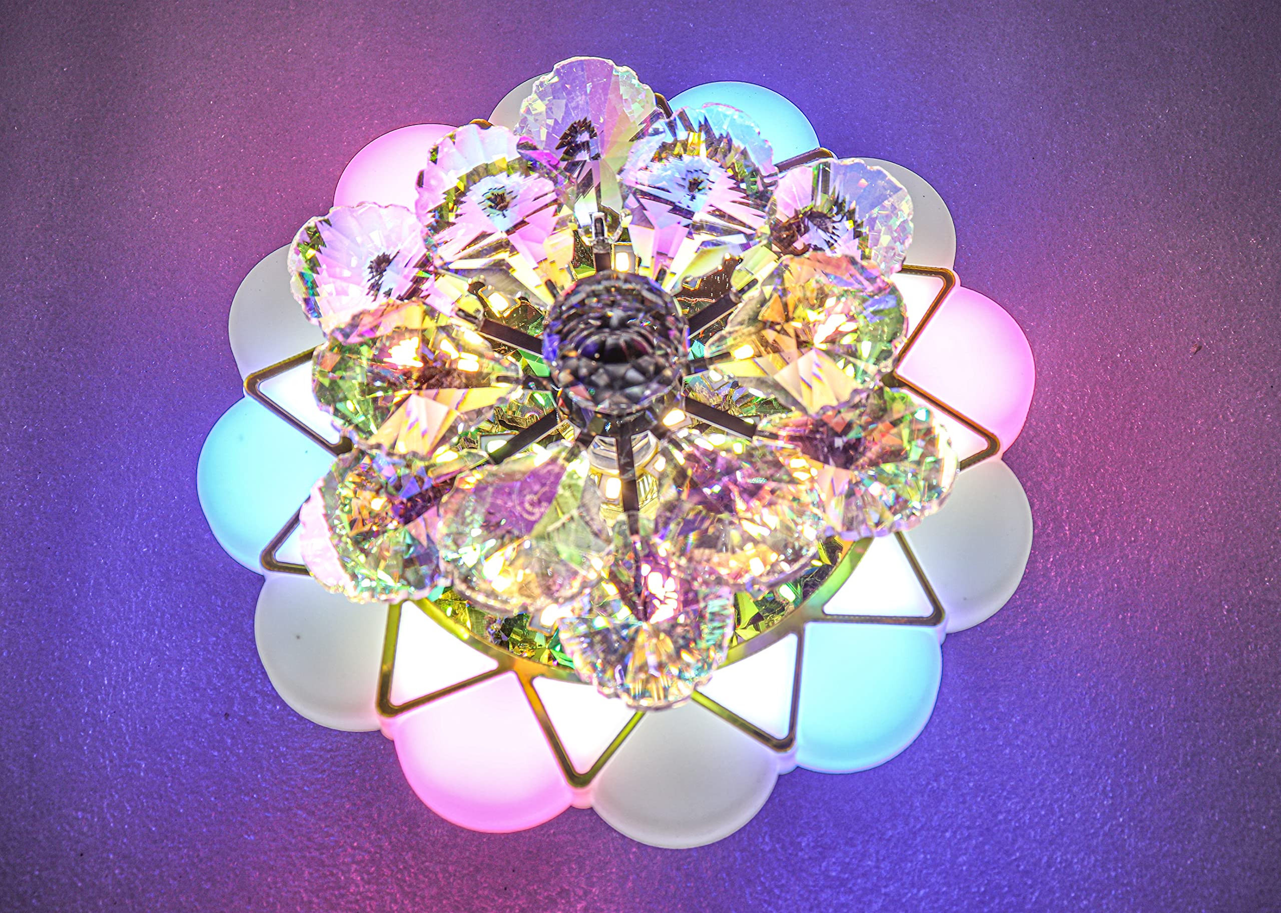 swanart 10 Watts Chandelier & Wall Light Multicolour, Round(Corded Electric, Crystal) (Design 1)