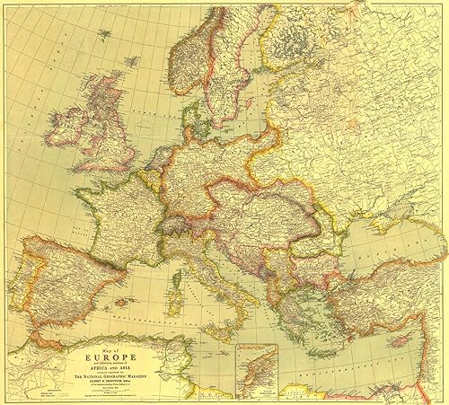 National Geographic Europa 1915 World War 1 - Serie de mapas históricos de pared - 31.5 x 28.5 pulgadas - Rollo de papel