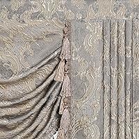 Vista 56 de Loom and Mill Luxury Waterfall Valances for Windows, Elegant Jacquard Thick Swag Curtains Valance with Tassels for Living Room, Bedroom Party Light