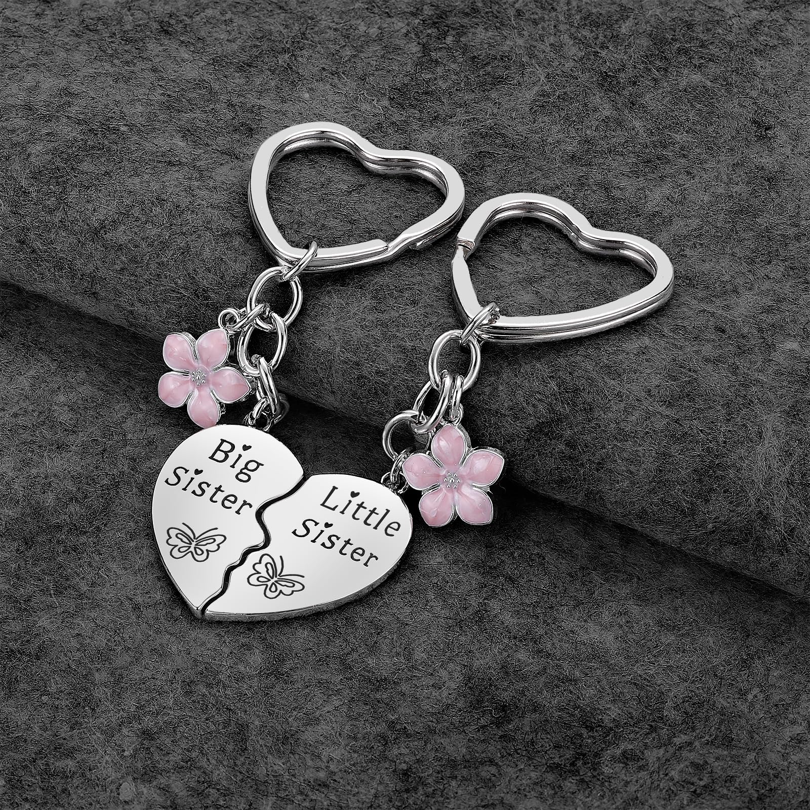 Lcbulu Sister Gifts from Sisters - 2PCS Big Little Sisters Matching Heart Keychain, Christmas Birthday Gifts for Sister