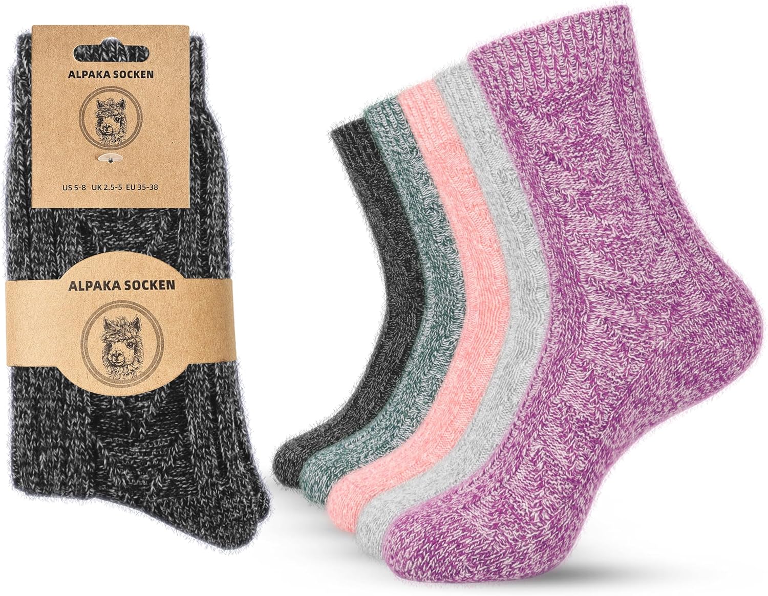 Jeasona Alpaca Wool Socks Women Hiking Socks Warm Winter Thick Gifts for Women Mom