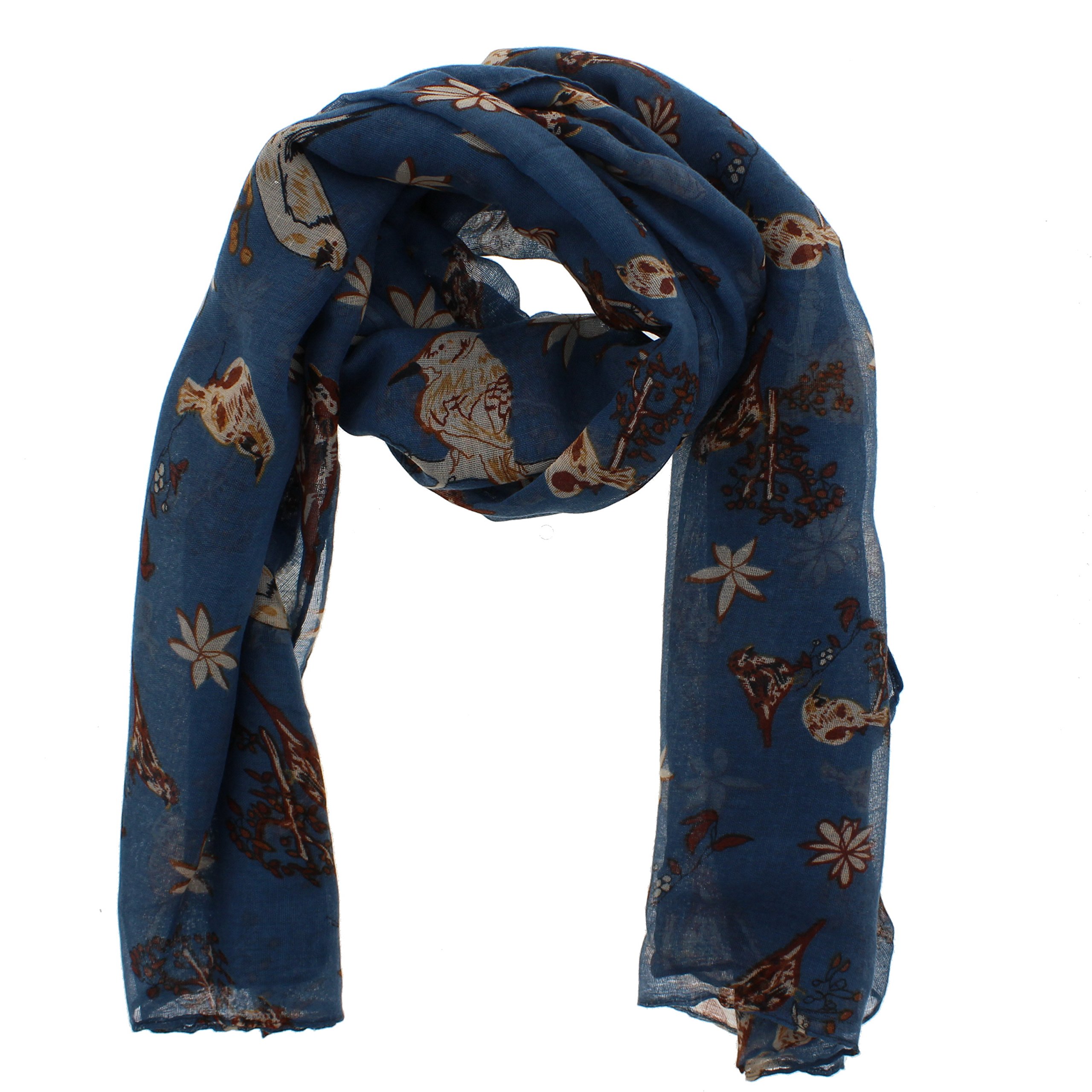 Zac's Alter Ego Lightweight Women's Robin & Floral Print Oversized Scarf