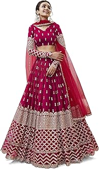 Women's Georgette Embroidered Fabric Sequins Zari Embroidered Semi-Stitched Lehenga Choli With Dupatta (300-Wedding-Bridal--New-Stylish)
