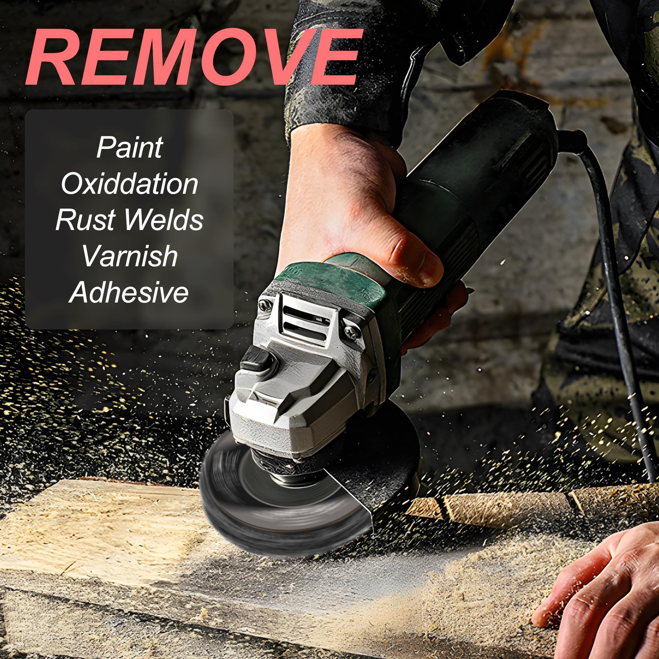 Paquete de 12 discos decapantes de pintura de 4-1/2 pulgadas para amoladora angular, ruedas de eliminación de óxido y pintura para metal y madera, color negro