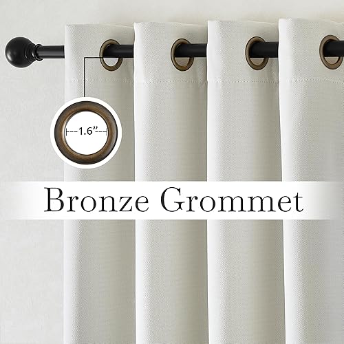 Miniatura 2 de NICETOWN 2 capas de lino sintético 100% opacas de 96 pulgadas de largo, con ojales, oscurecimiento de habitación, cancelación de ruido, tratamientos