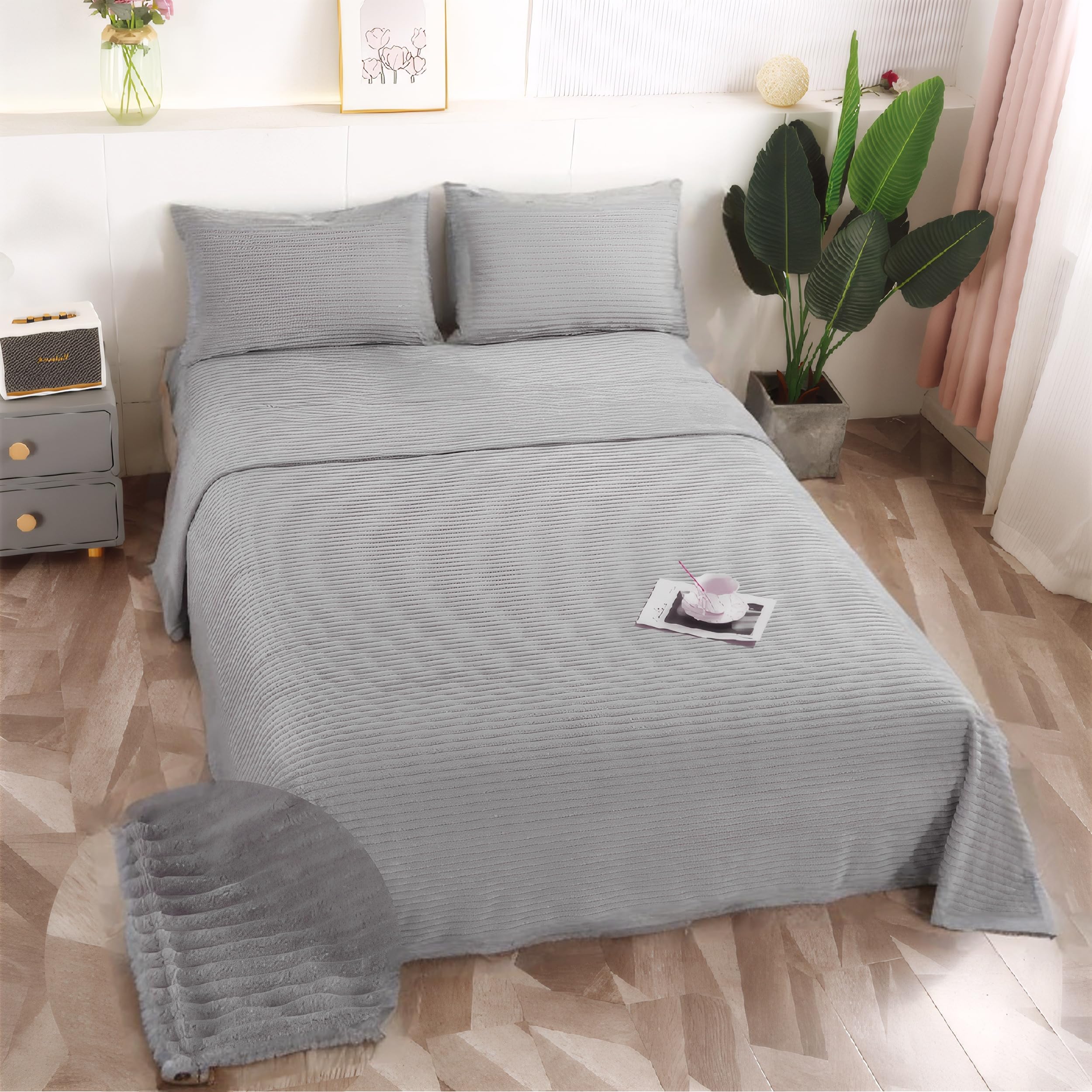 Juego de Sábanas Jacquard Termica 3 Piezas para Cama de 150 - Sábanas para Invierno Polar Cama Matrimonio | Bajera Ajustable 150x190/200+30cm, Encimera de 230x270cm y una Funda Almohada 45x160cm