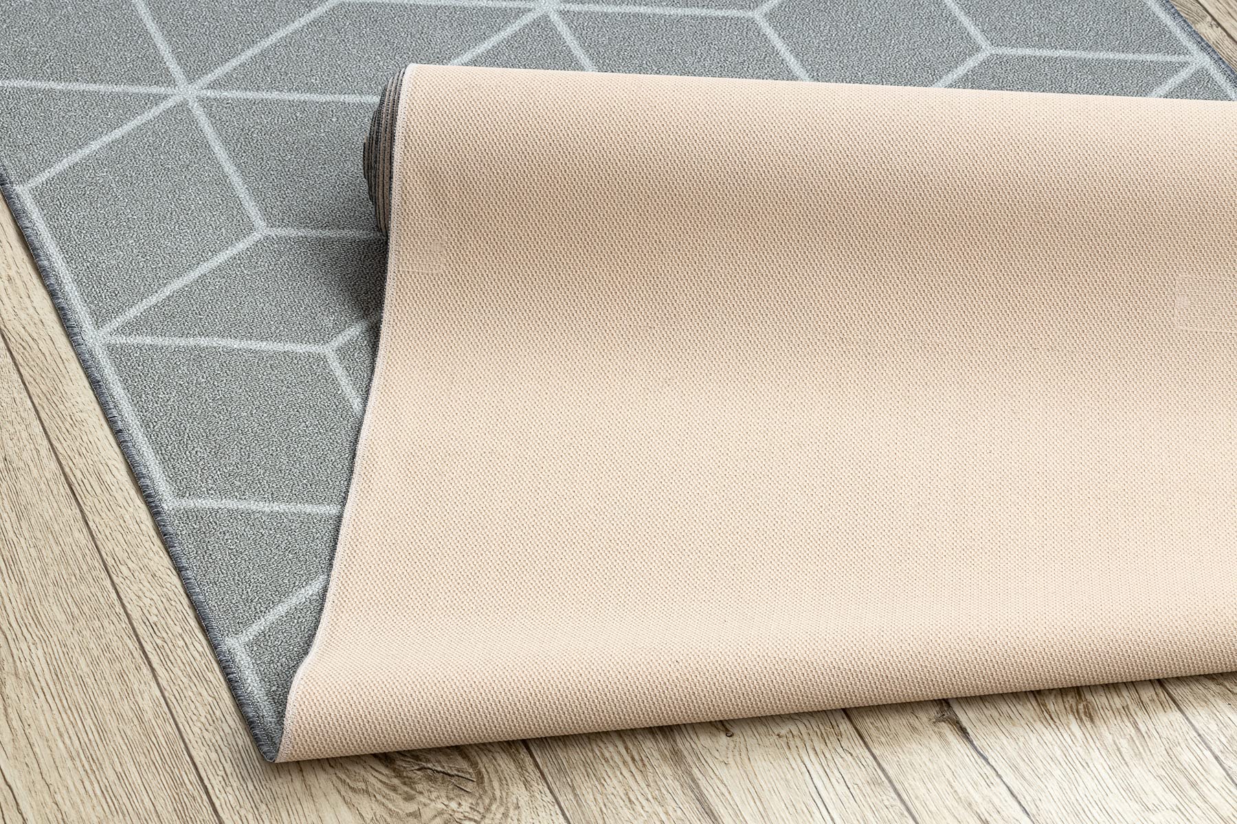 rugsx Tapis de Couloir Cube - Antidérapant, Moderne et Durable, idéal pour la Cuisine, Le Hall et Le Couloir, Gris 110x350 cm