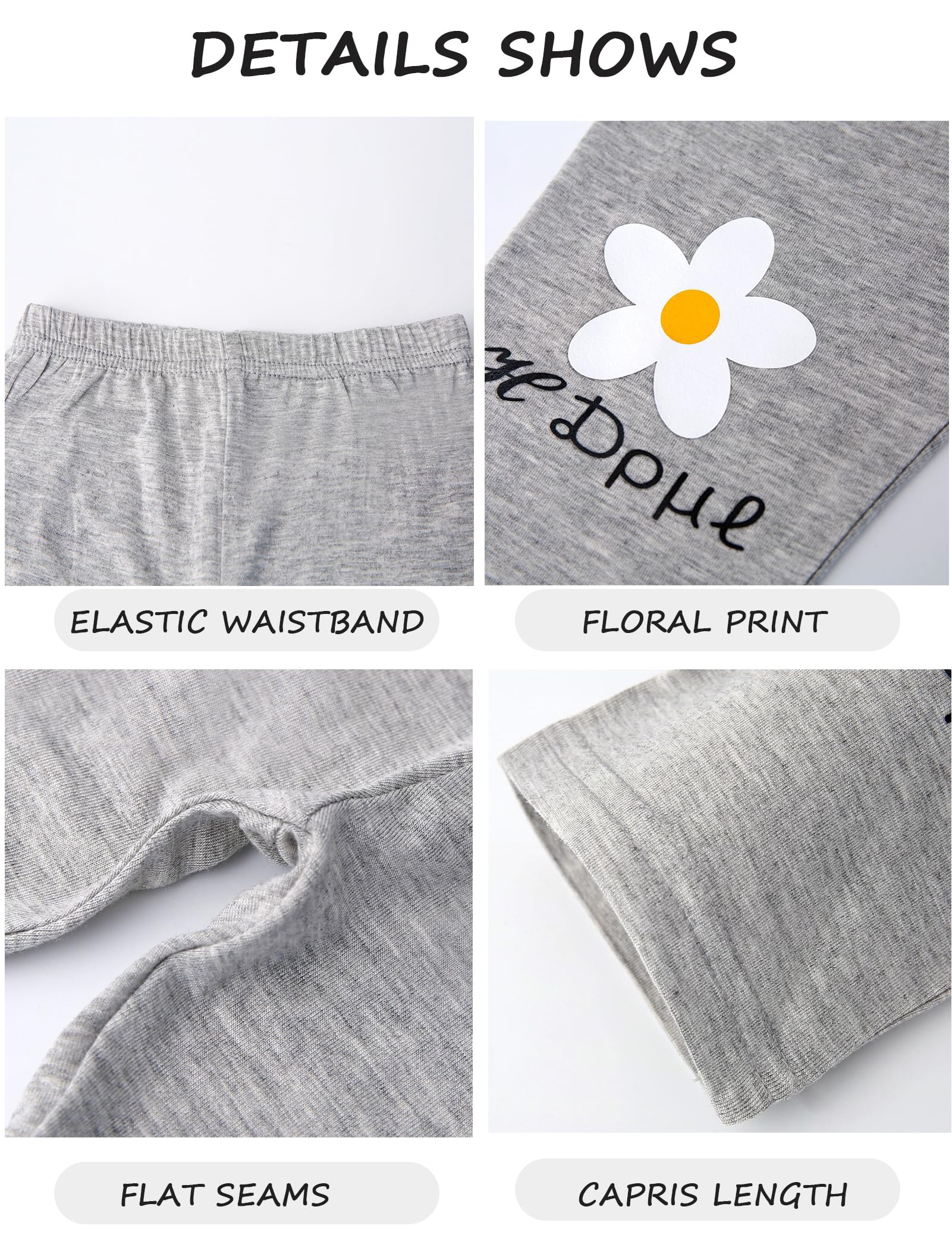 Kiench Mädchen Capri Leggings Kleinkinder Sommer Kurze 3/4 Capri-Hosen Shorts 8er-Pack