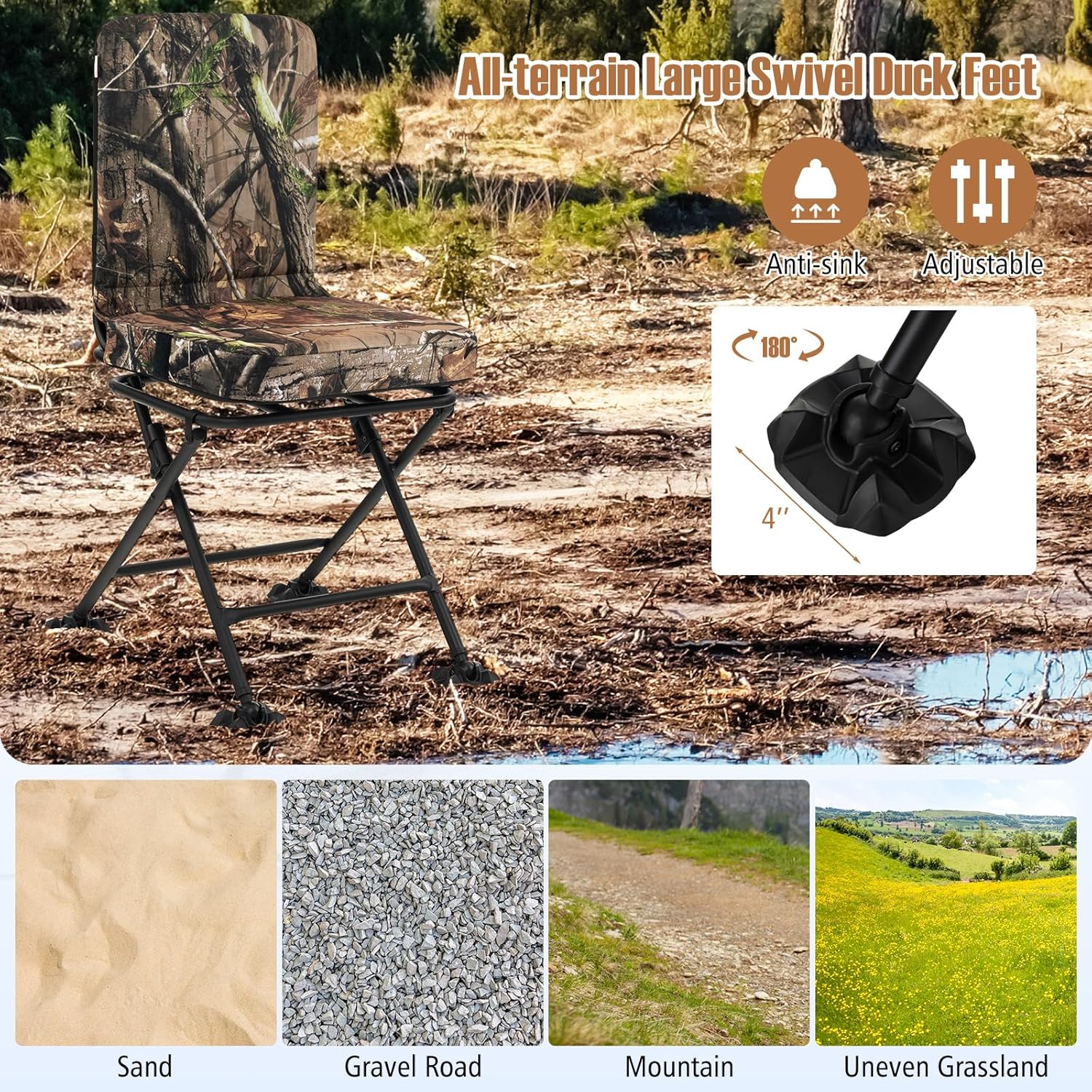 Goplus Hunting Chair, 360° Swivel Hunting Blind Chair w/AllTerrain