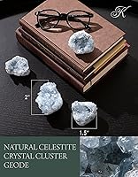 Vista 3 de KALIFANO Raw AAA+ Celestite Crystal Cluster Geode - High Energy Natural Celestine Stone - Reiki Wicca Celestita Rock with Healing and Calming