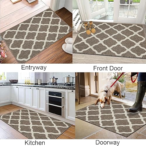 Miniatura 8 de SHACOS Tapetes para puertas de 24 x 36 pulgadas, lavables, antideslizantes, absorbentes de agua, para entrada, entrada, hogar, garaje, cocina, color