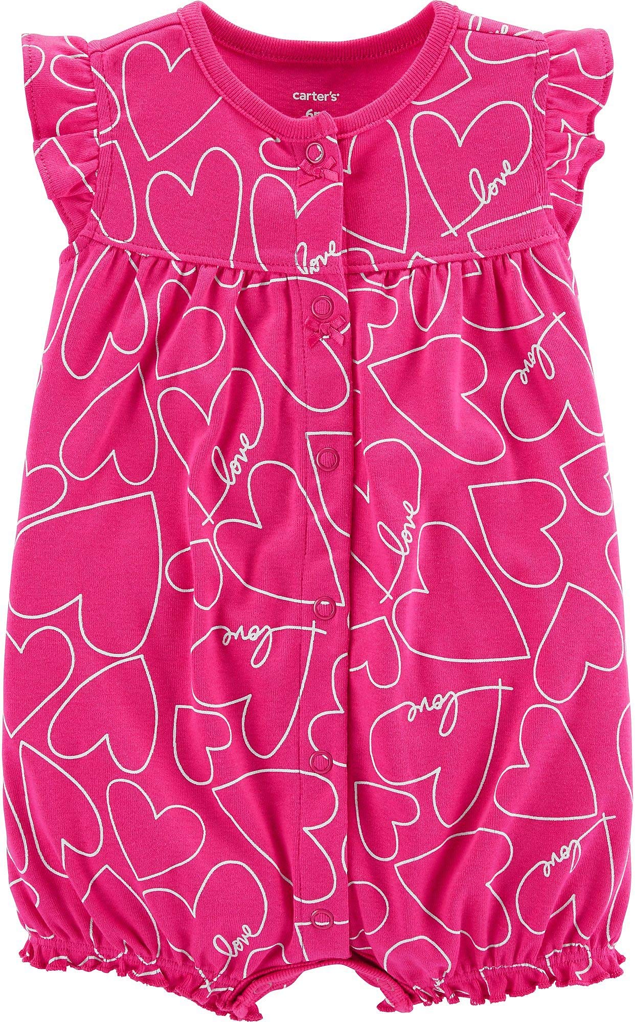 Carter's - Pelele de algodón para bebé (3 meses, estampado de corazón), color rosa