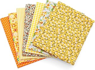 Faden & Nadel Juegos de tela: 7 telas de patchwork, 100% algodón, 50 x 50 cm, varios colores (amarillo)