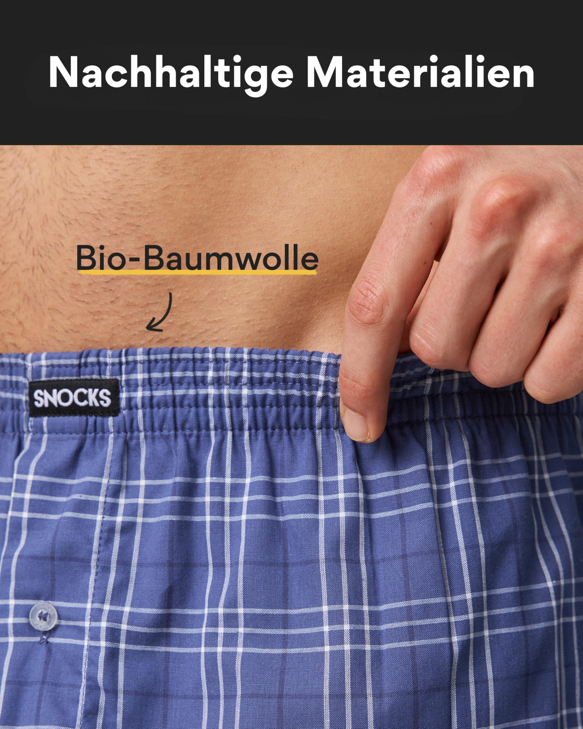 Snocks American Boxershorts Herren aus Bio-Baumwolle (3er-Pack) - Weite Passform und lockerer Fit - Kein juckendes Etikett und komfortabler Bund - Unterhosen Herren Gr. S-3XL