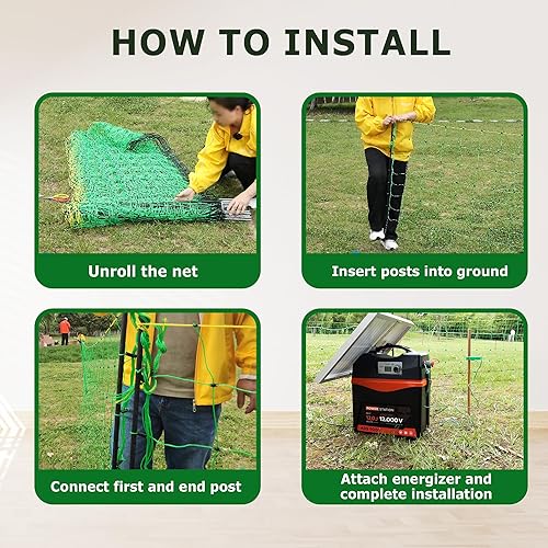 Miniatura 4 de Red eléctrica para cerdo, 42.5 pulgadas de alto x 164 pies de largo, valla portátil de doble punta para cerdo, perros, ciervos, cabras, utilizada en