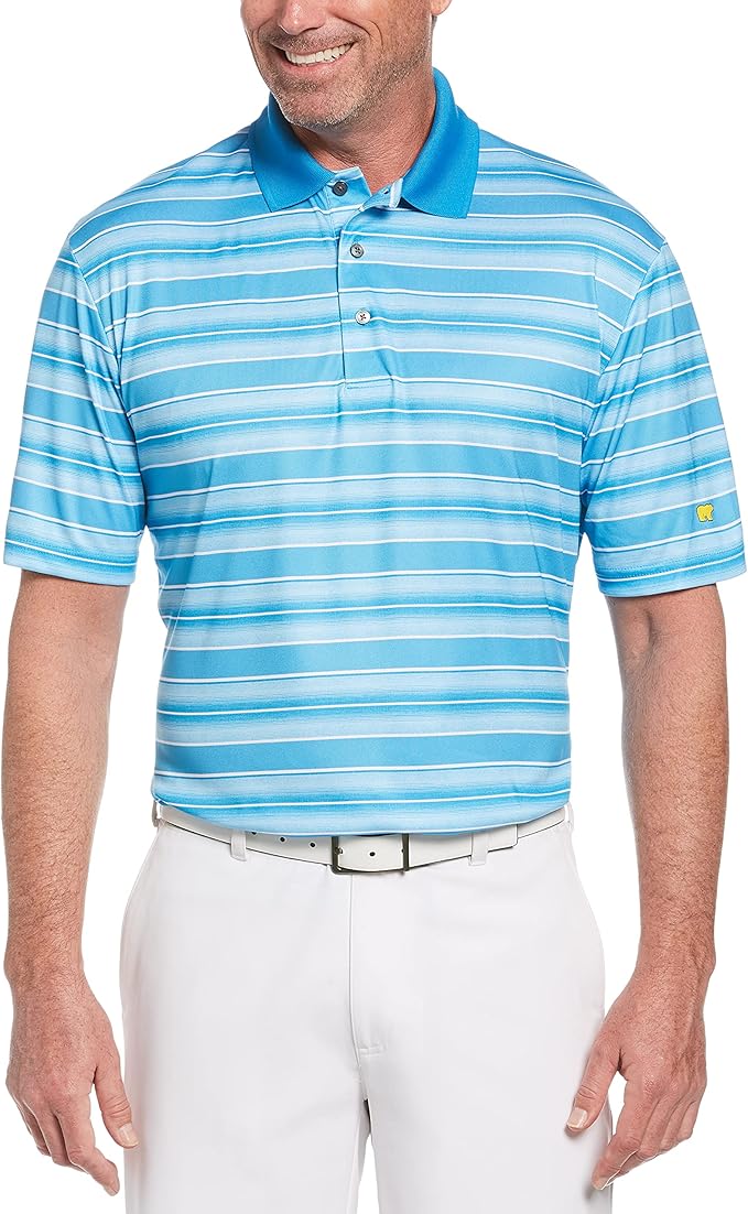 Jack Nicklaus Men's Short Sleeve 3 Color Stripe Polo Shirt Golf, Blue